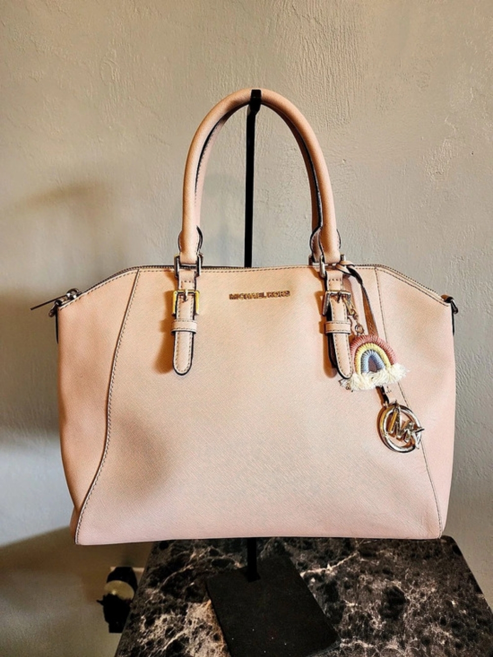 Michael Kors Cindy Large Dome Satchel Ballet Pink